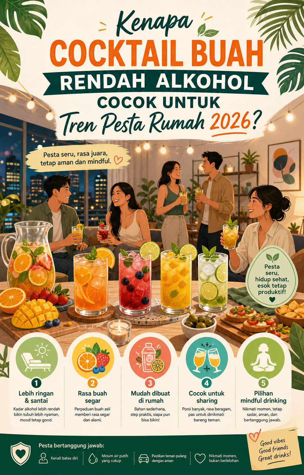Kenapa Cocktail Buah Rendah Alkohol Cocok untuk Tren Pesta Rumah 2026? - cocktail