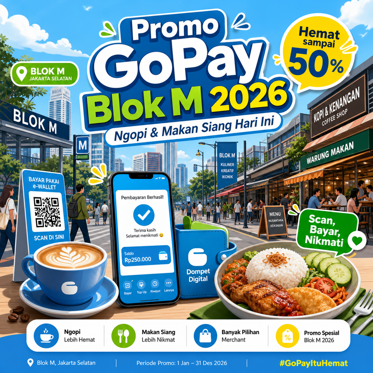 Promo GoPay Blok M 2026 buat Ngopi dan Makan Siang Hari Ini - gopay