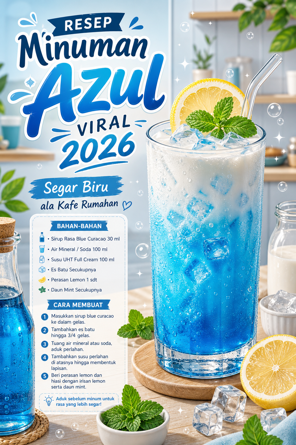 Resep Minuman Azul Viral 2026, Segar Biru ala Kafe Rumahan - azul