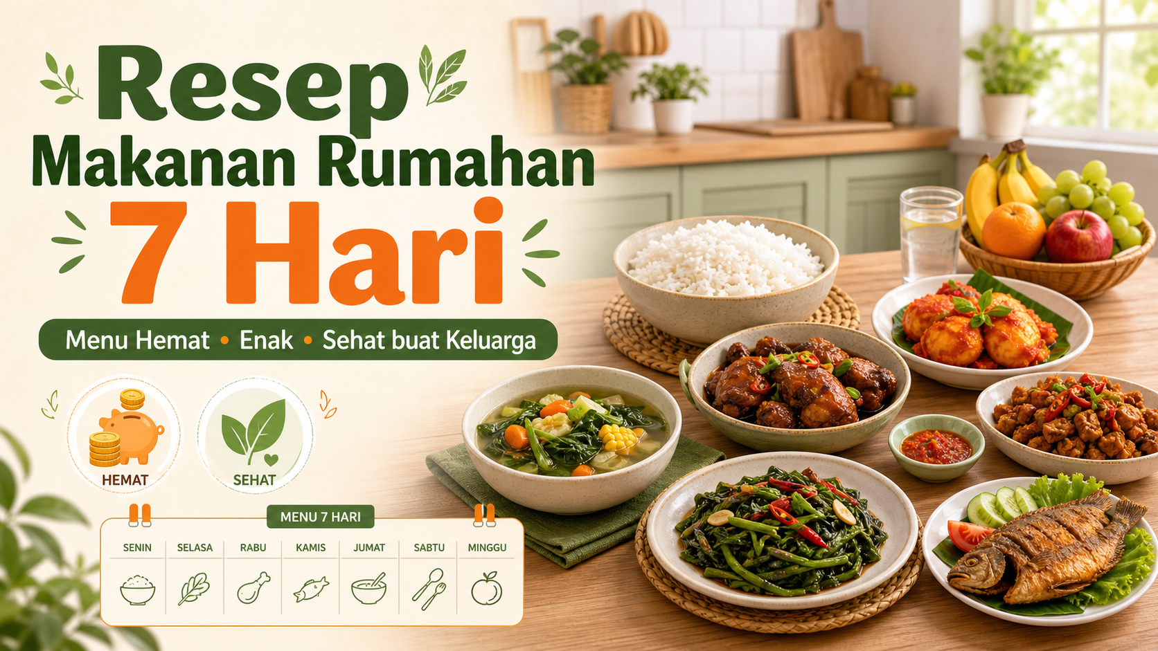 resep - Resep Makanan Rumahan 7 Hari: Menu Hemat Enak Sehat buat Keluarga