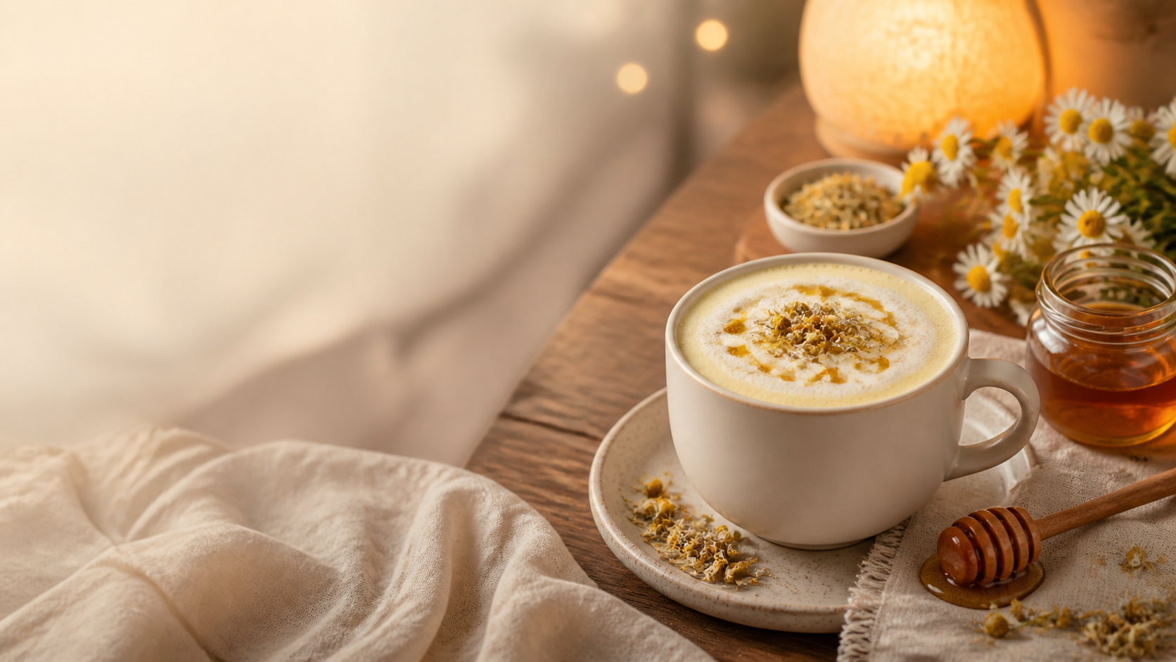 chamomile - Resep Latte Chamomile Madu, Minuman Relax Creamy Sebelum Tidur