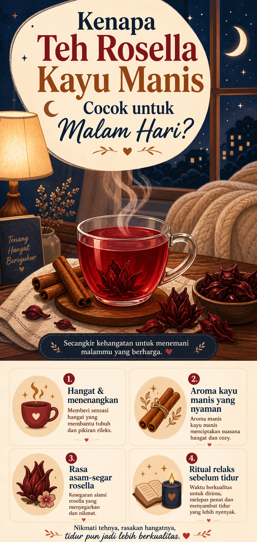 Kenapa Teh Rosella Kayu Manis Cocok untuk Malam Hari? - rosella