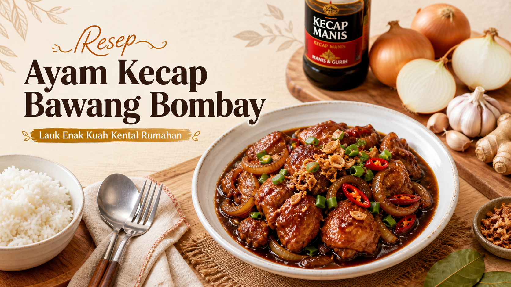 Resep Ayam Kecap Bawang Bombay, Lauk Enak Kuah Kental Rumahan - ayam