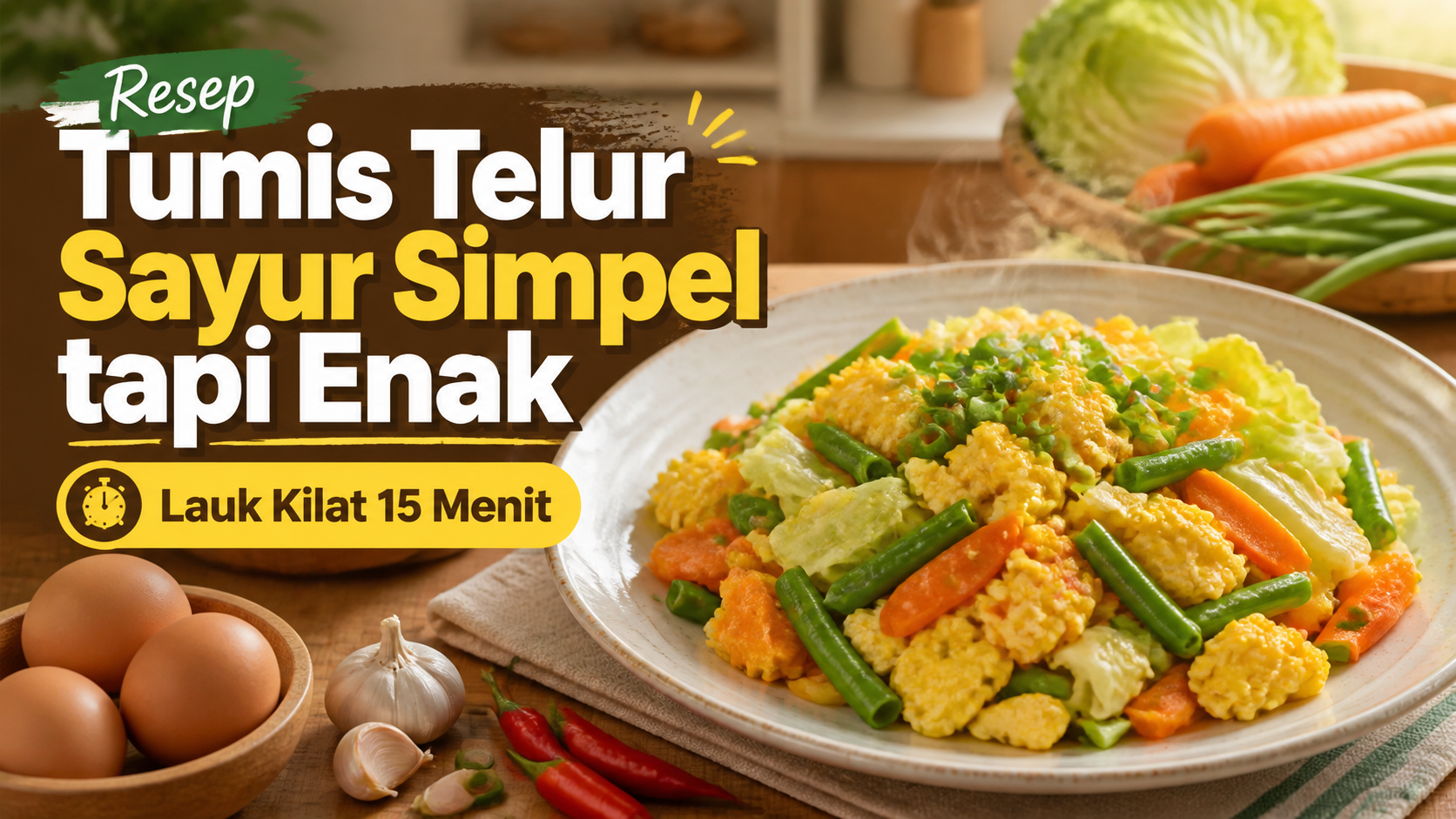 telur - Resep Tumis Telur Sayur Simpel tapi Enak, Lauk Kilat 15 Menit