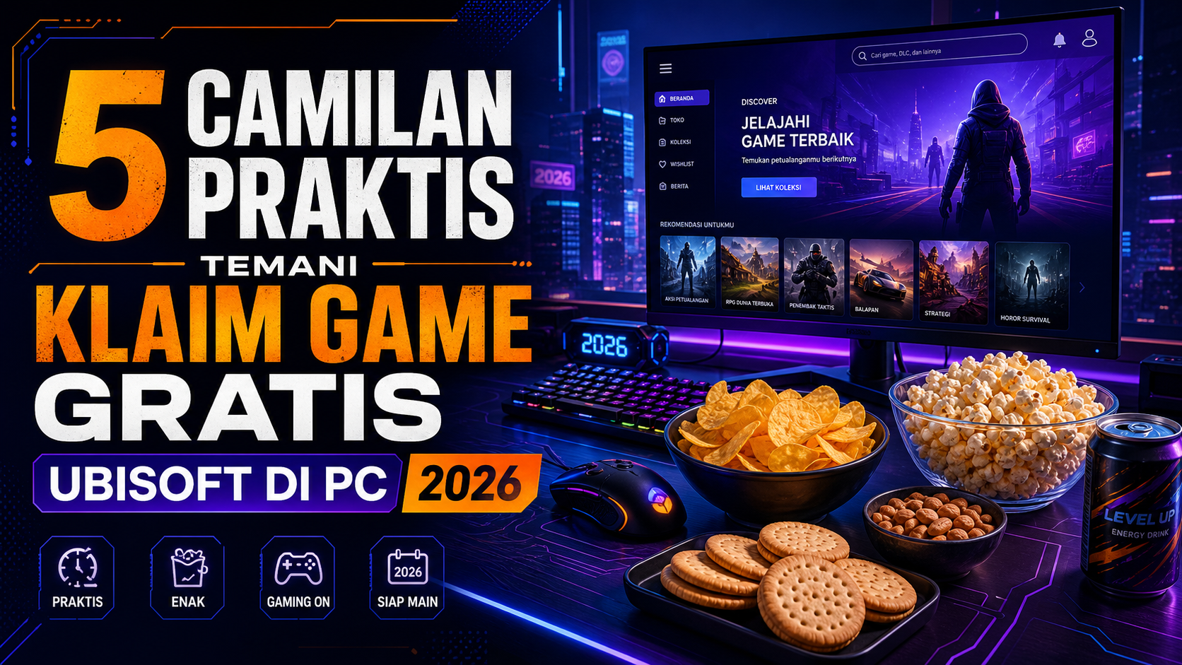 ubisoft - 5 Camilan Praktis Temani Klaim Game Gratis Ubisoft di PC 2026
